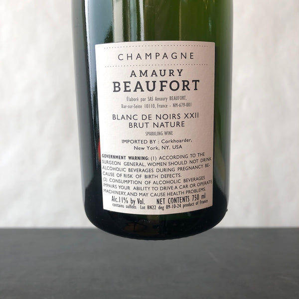 NV Amaury Beaufort Blanc de Noirs XXII Brut Nature, Champagne, France