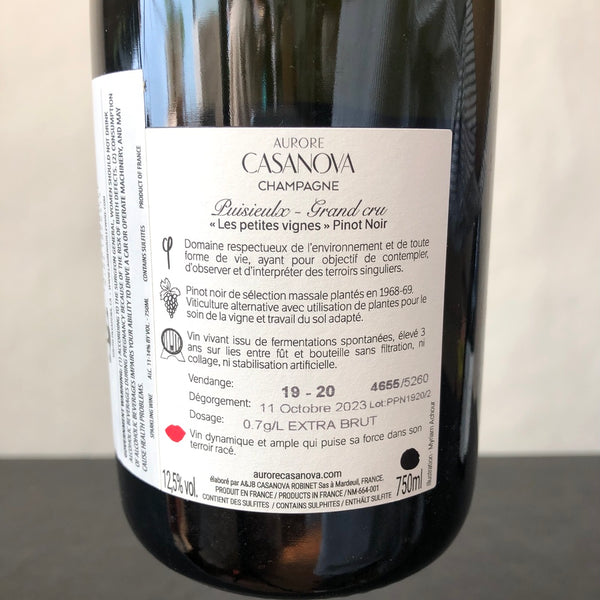 Aurore Casanova Puisieulx Grand Cru 'Les Petites Vignes' Pinot Noir Extra Brut, Champagne, France (19-20)