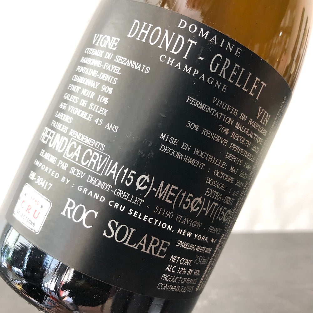 NV Champagne Dhondt-Grellet 'Roc Solare' Extra Brut, Champagne, France