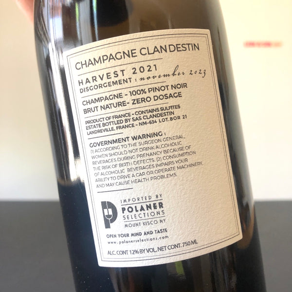 NV Clandestin Boreal Blanc De Noir Brut Nature, Champagne, France (2021)