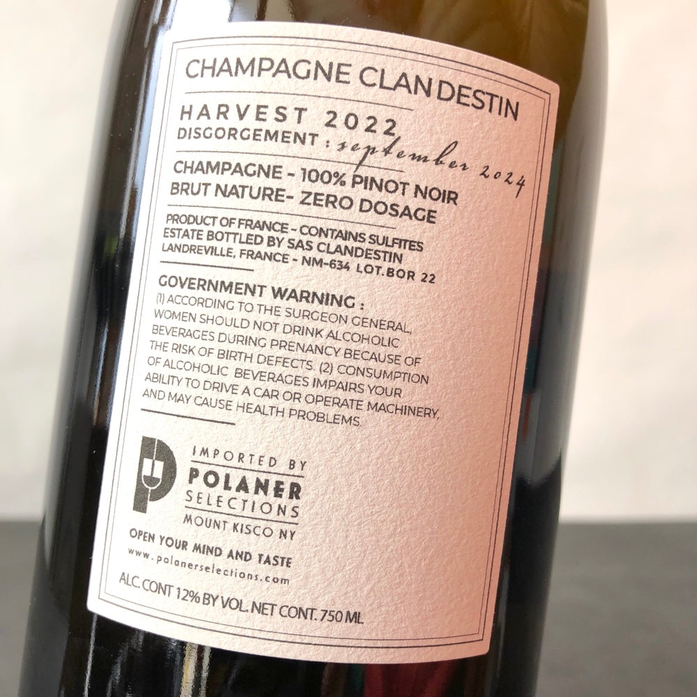 NV Clandestin Boreal Blanc De Noir Brut Nature, Champagne, France (2022)