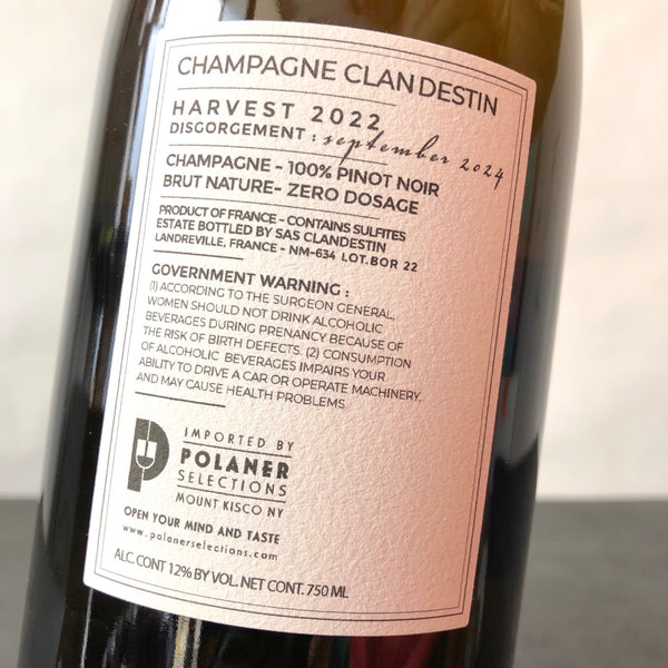 NV Clandestin Boreal Blanc De Noir Brut Nature, Champagne, France (2022) 1.5L Magnum