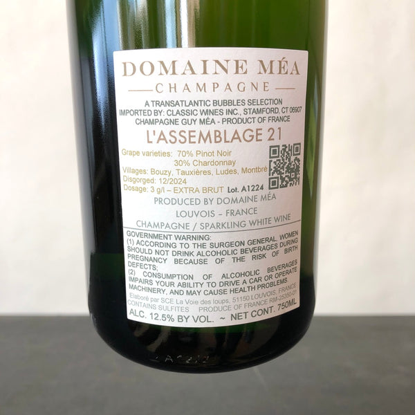 NV Domaine Mea, Extra Brut 1er Cru L'Assemblage Champagne, France