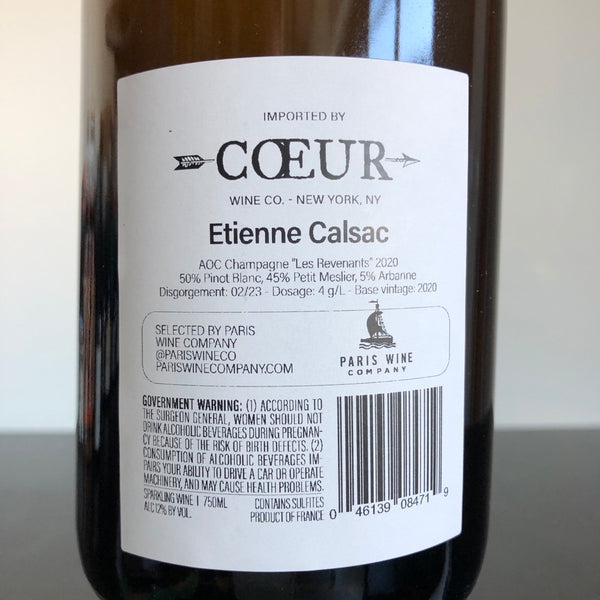 NV Etienne Calsac 'Les Revenants' (2020 Base) Petit Meslier - Pinot Blanc - Arbane