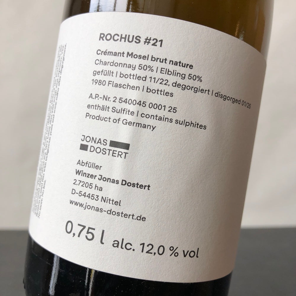 NV Jonas Dostert, "Rochus #21"  Cremant, Mosel, Germany (2021)
