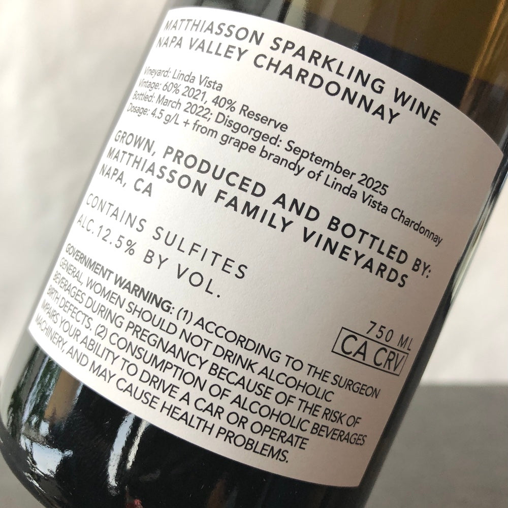 NV Matthiasson, Napa Valley Chardonnay Sparkling Wine, Napa, USA