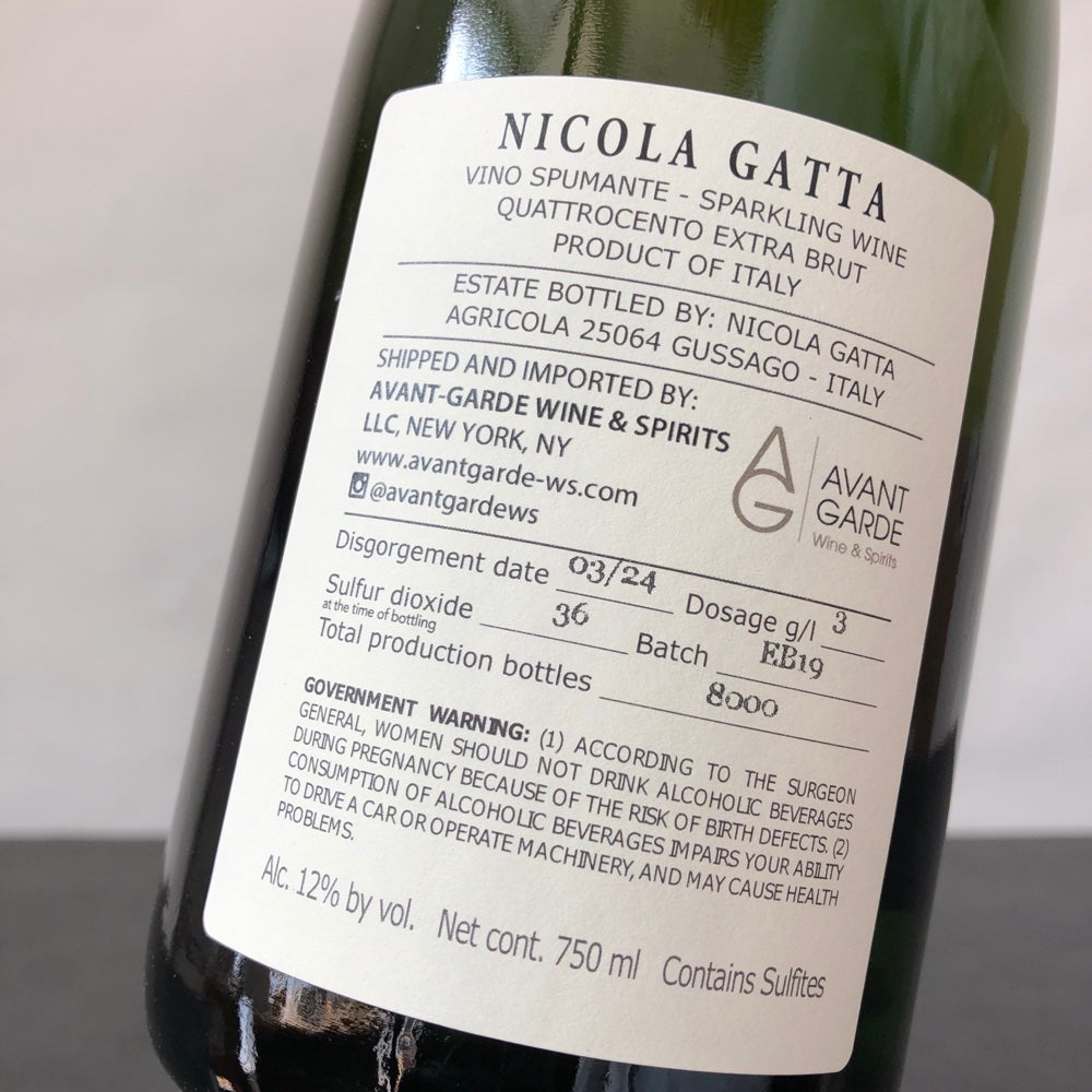 NV Nicola Gatta Quattrocento Extra Brut R19, Lombardy, Italy