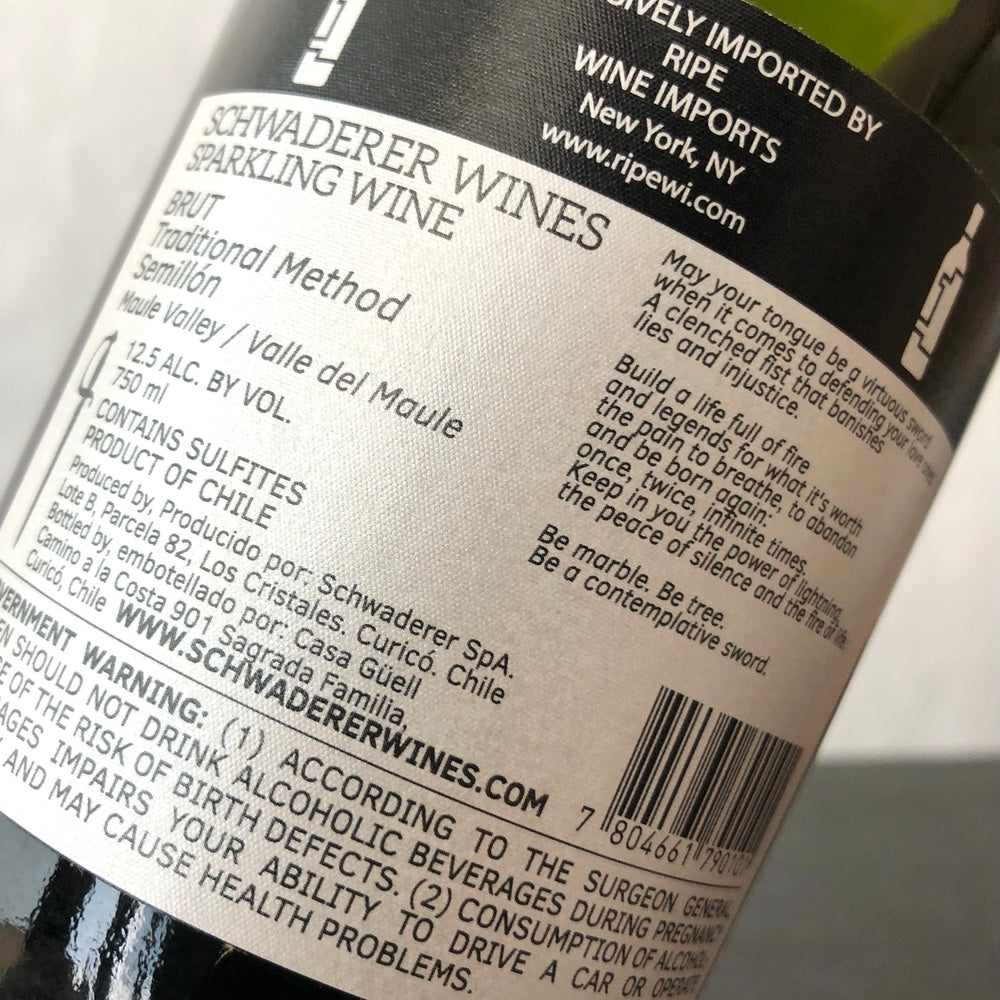 NV Schwaderer Wines Brut (Semillon), Maule Valley, Chile