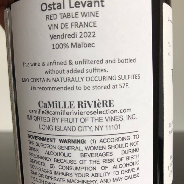 2022  L'ostal Levant 'Vendredi' (Cot) Vin de France