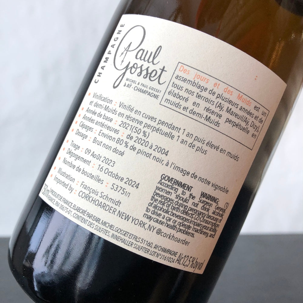 Paul Gosset 'Des Jours et des Muids' Brut Nature, Champagne, France (2021)