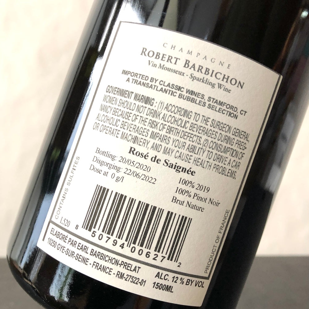 Robert Barbichon & Fils Rose de Saignee Brut, Champagne, France NV 1.5L Magnum