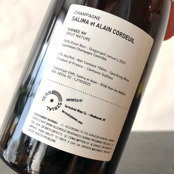 Salima et Alain Cordeuil 'Origines' Brut Nature Champagne, France (2020)