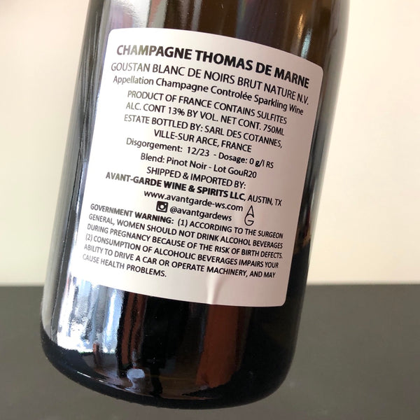 Thomas de Marne - Val Frison 'Goustan' Blanc de Noirs Brut Nature, Champagne, France (R20)