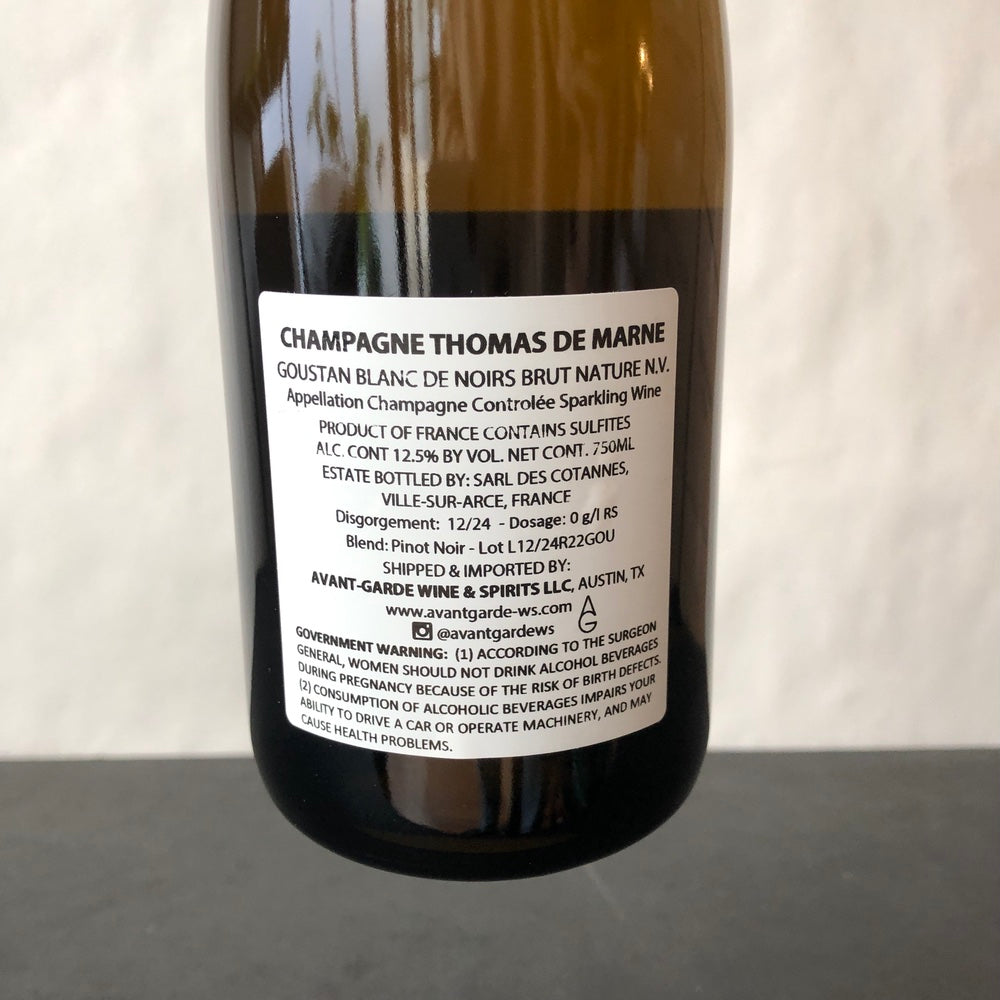 Thomas de Marne 'Goustan' Blanc de Noirs Brut Nature, Champagne, France (R22)