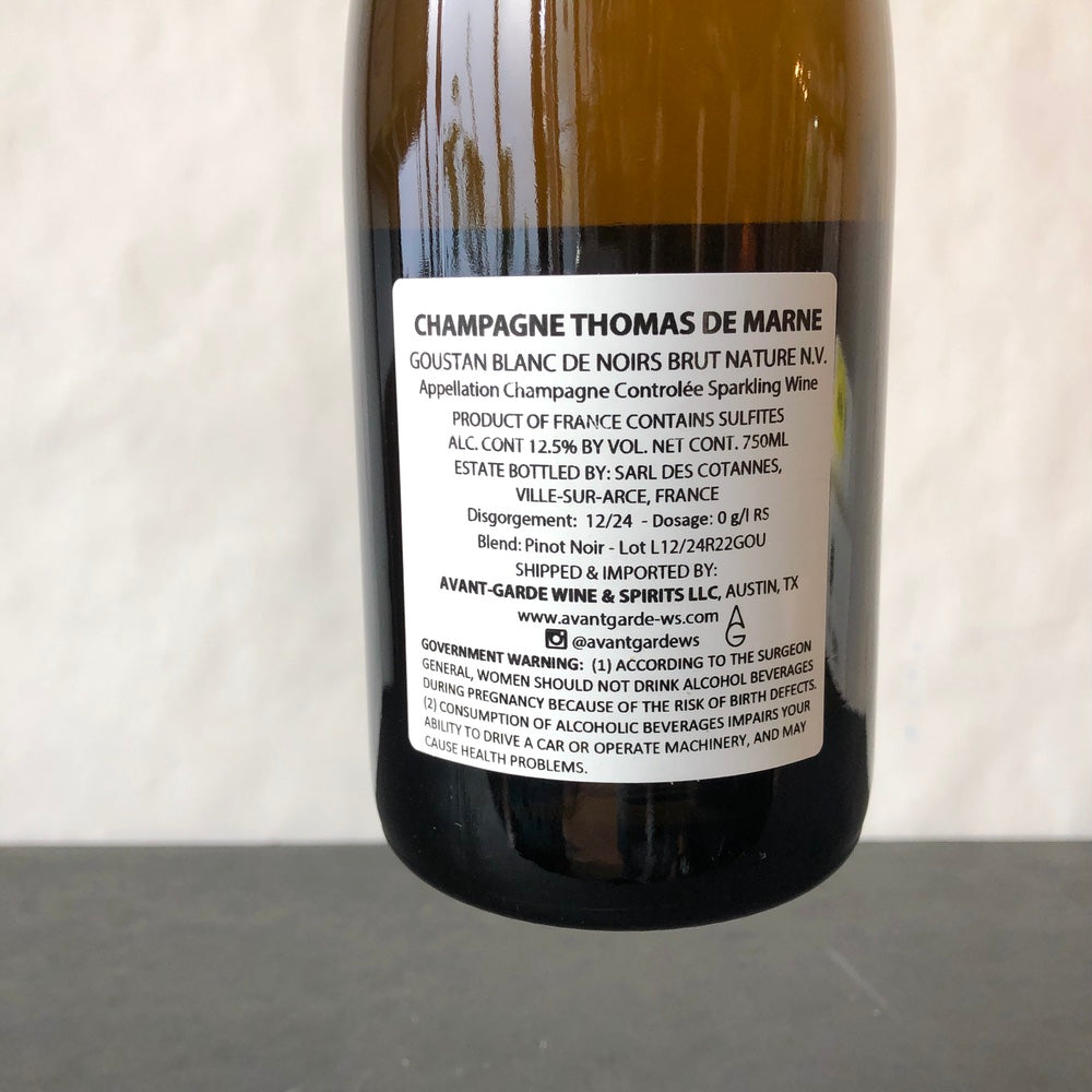 Thomas de Marne 'Goustan' Blanc de Noirs Brut Nature, Champagne, France (R22)