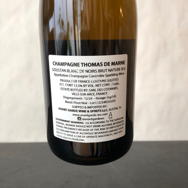 Thomas de Marne 'Goustan' Blanc de Noirs Brut Nature, Champagne, France (R22)