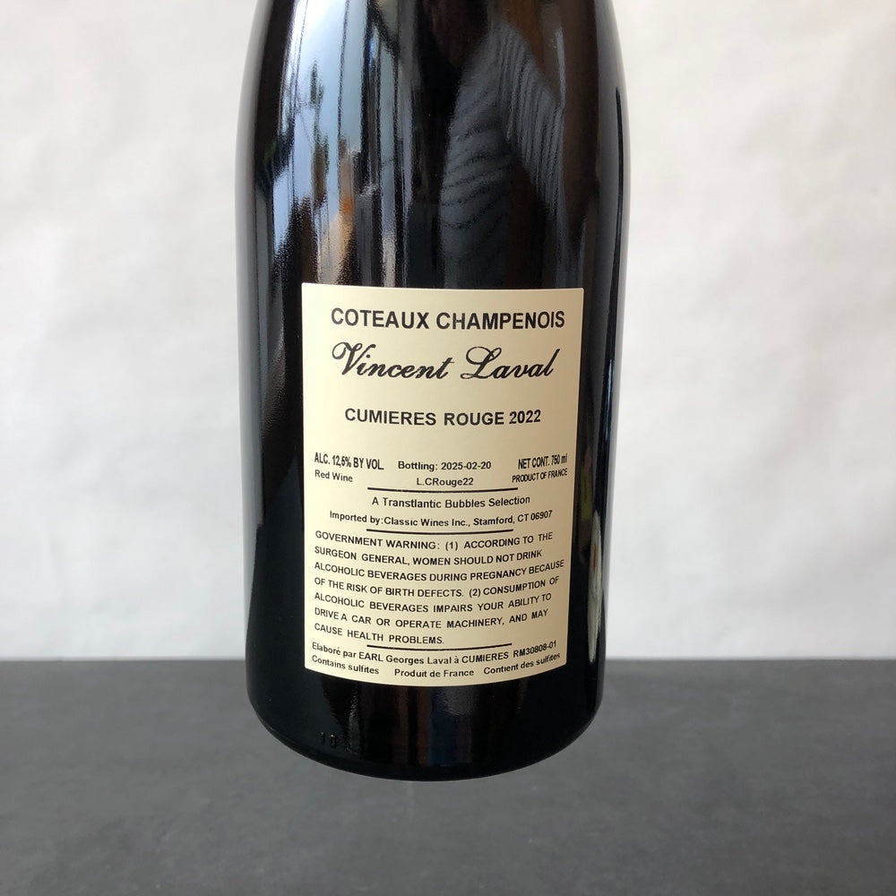Vincent Laval (Georges Laval) Cumieres Preimier Cru Rouge Coteaux Champenois, Champagne, France 2022