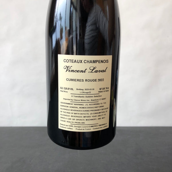 Vincent Laval (Georges Laval) Cumieres Preimier Cru Rouge Coteaux Champenois, Champagne, France 2022