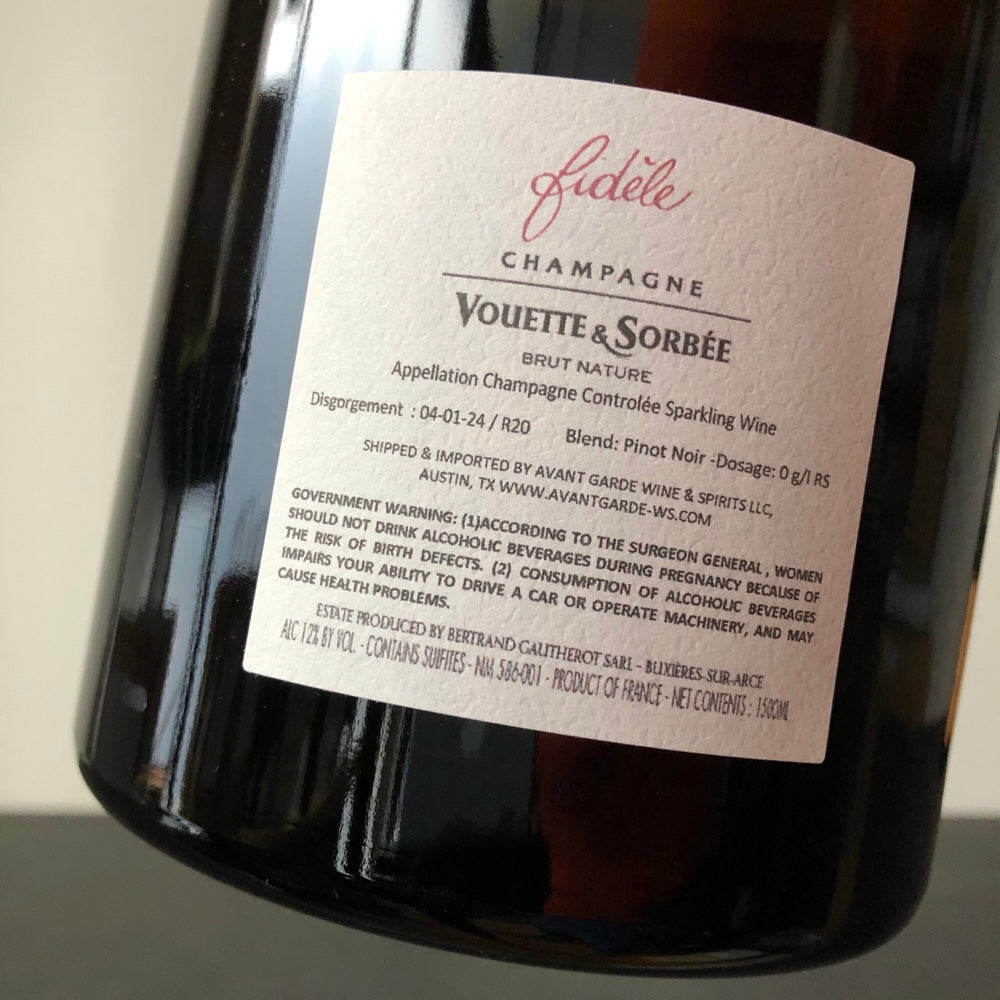 Vouette Et Sorbee, Fidele Brut Nature 1.5L Magnum (R20), Champagne, France