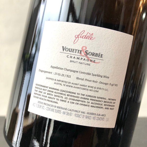 Vouette Et Sorbee, Fidele Brut Nature 1.5L Magnum (R22), Champagne, France