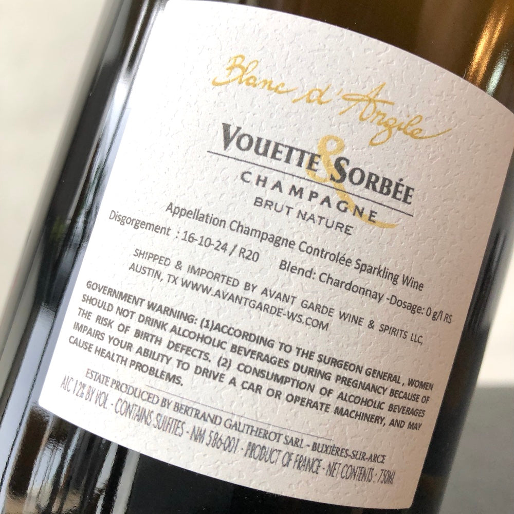 Vouette et Sorbee Cuvee Blanc d'Argile Blanc de Blancs Extra Brut (R20), Champagne, France