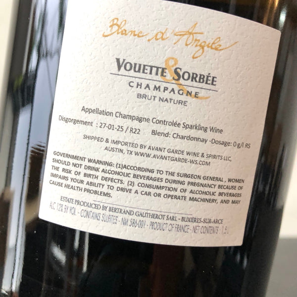 Vouette et Sorbee Cuvee Blanc d'Argile Blanc de Blancs Extra Brut (R22) 1.5L Magnum, Champagne, France