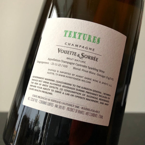 Vouette et Sorbee 'Textures' Brut Nature, Champagne, France (R20)