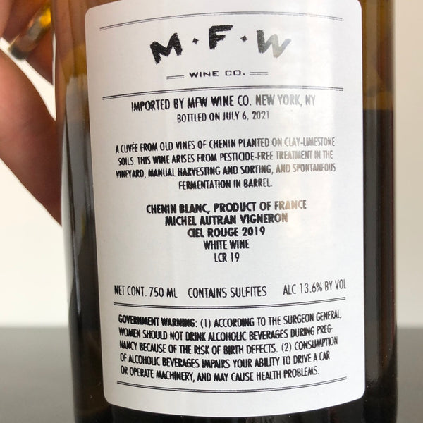 2019 Michel Autran Ciel Rouge Chenin Blanc, Loire Valley, France