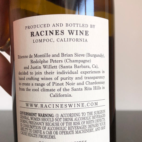 2020 Racines Chardonnay, Sta. Rita Hills, USA