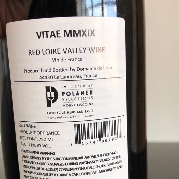 2019 Domaine de l'Ecu 'Vitae' (Cabernet Franc / Cabernet Sauvignon), Vin de France