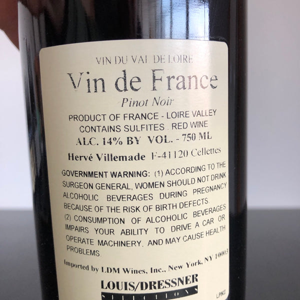 2022 Herve Villemade Pinot Noir, Loire, Vin de France
